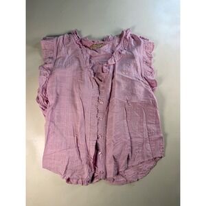 Stark X Button‎ Down Top Women Small Lavender Pink Excellent Ruffle Gauze Boho